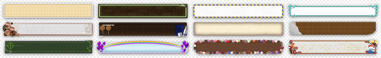 カラフルなテロップフレームセット：イラスト無料