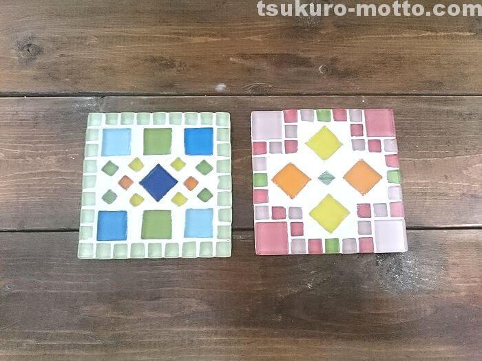 ダイソーのガラスタイルでカフェトレイを作ろう♪ - 下手のよこ好きさん～モノ作りブログ～