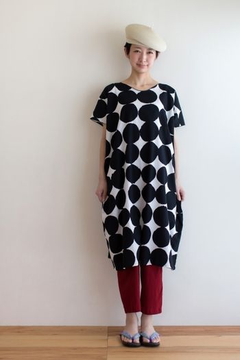 無料型紙と作り方 着物リメイクVネックのギャザーワンピース - 無料型紙ブログ yanのてづくり手帖-簡単大人服・子供服・小物の無料型紙と作り方