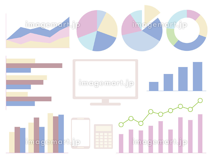 グラフ・数学 いろんなグラフ・IT機器・スマホ・パソコンのセット のイラスト素材204198549 毎月1点無料 フリー のストックフォトイメージマート