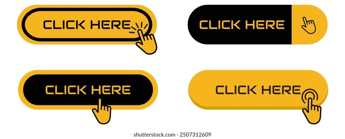 ここをクリック ボタン アイコン ベクター イラスト 指カーソルでボタンをクリックPremiumベクトル素材