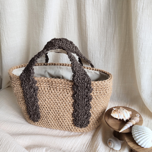 麻のかぎ針編みおでかけショルダーバッグ オレンジmariの森