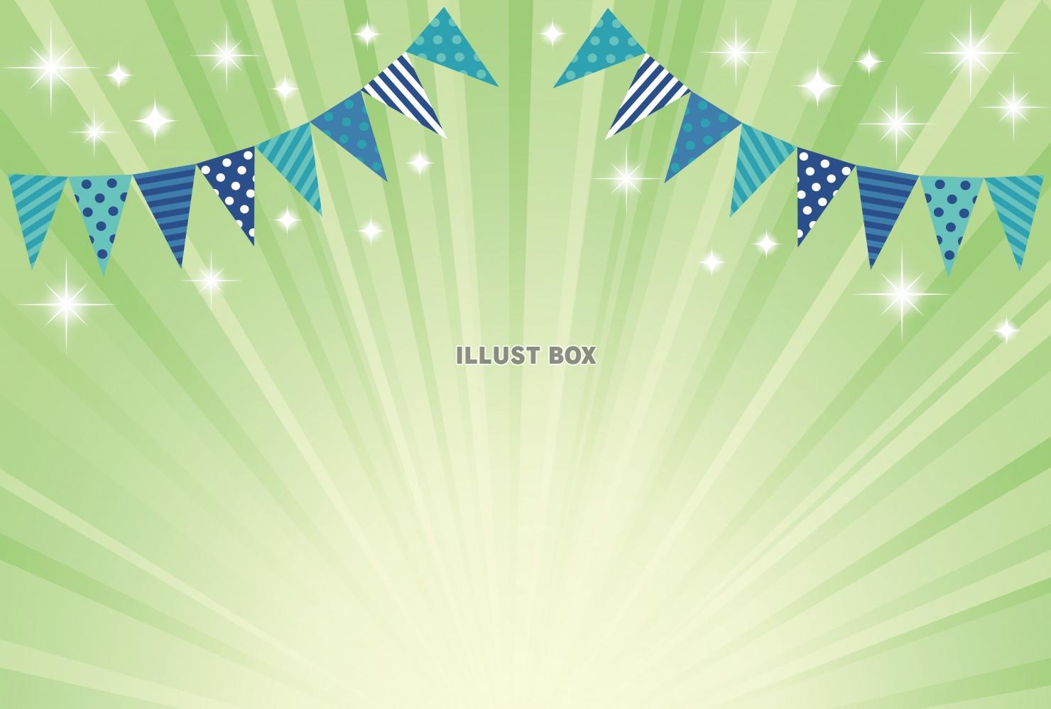 エコイベント旗・キラキラ放射状グリーン背景：イラスト無料