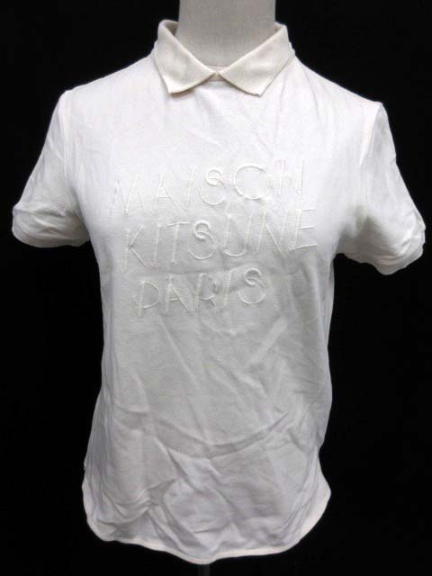 MAISON KITSUNE メゾンキツネACIDE ロゴプリントポロシャツ XXS コットン グレー KMM-38690-B古着の販売・通販ならセカンドストリート