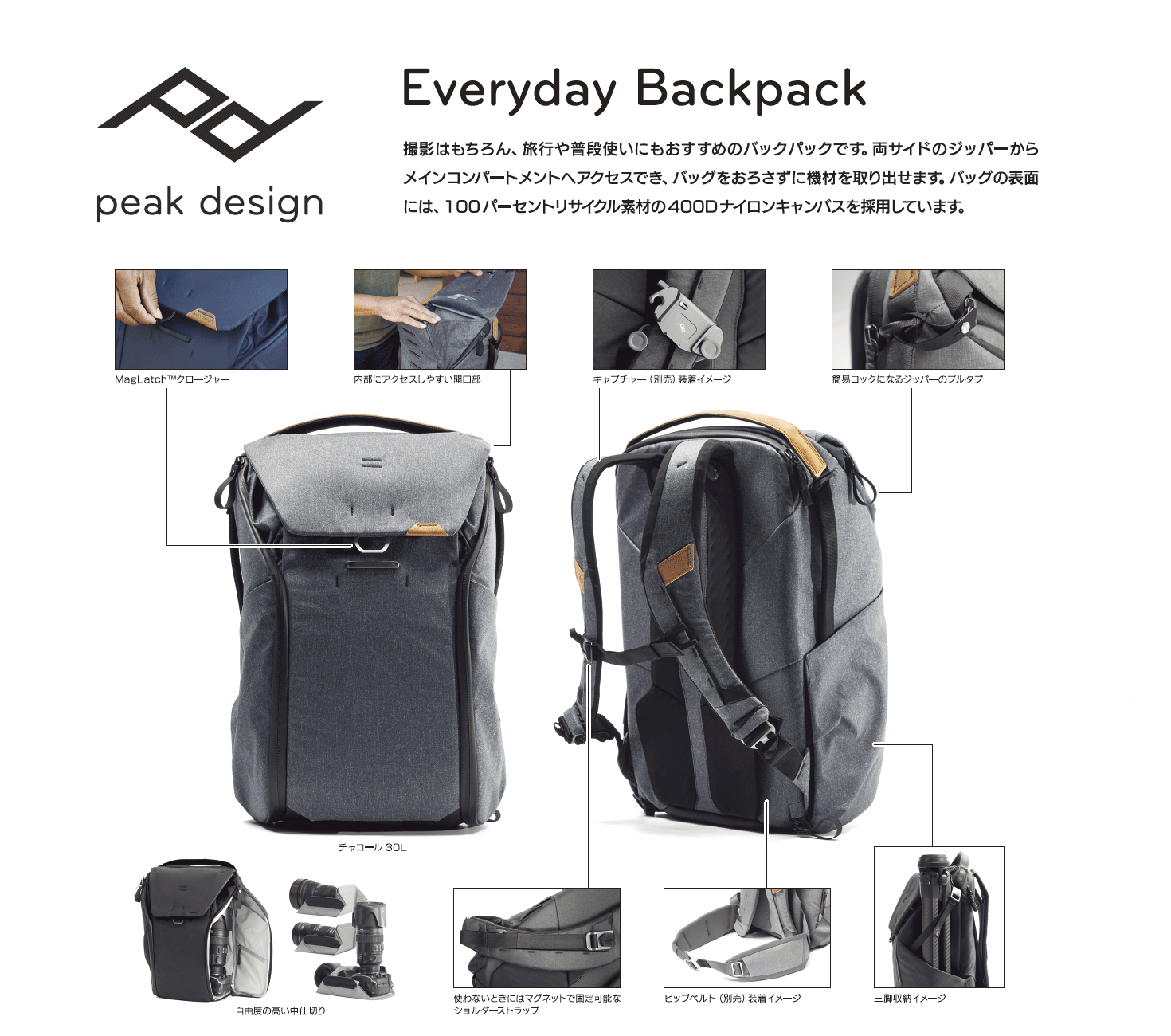 ヨドバシ.com - Peak Design ピークデザイン トラベルバックパック 45L ブラック BTR-45-BK-1 通販 全品無料配達