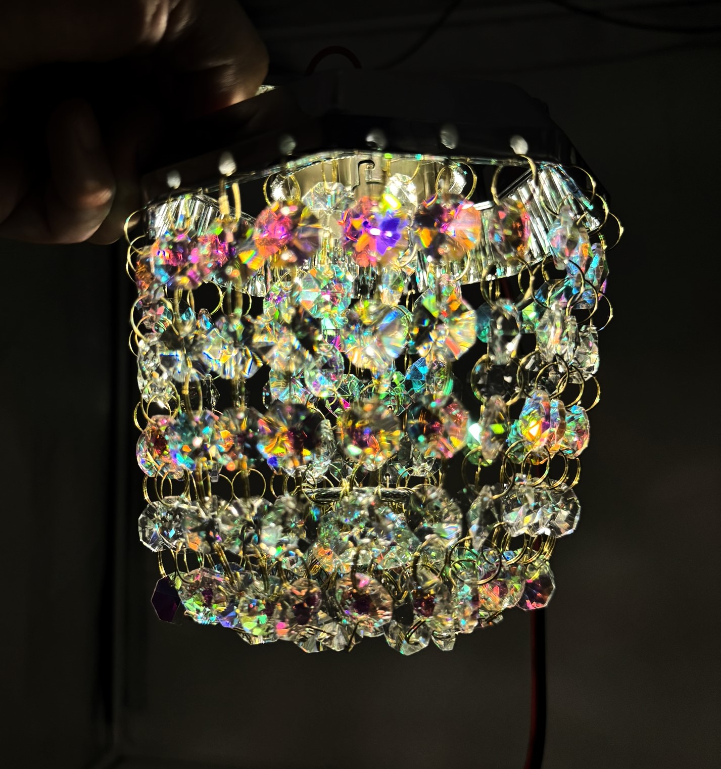 新品即納！Φ63㎝ りんご型 シャンデリア 天吊り BA15S口金仕様 フルゴールドメッキ クリスタルビーズ 男の城 デコトラ観光バス 公式 トラックショップ龍