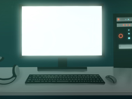 テーブル - 夜の風景に空白の画面を持つノート パソコンです。海と背景として丘を見渡せる窓付きの暗い部屋。ホーム - フリーランスの仕事リモート作業事務机職場 。の写真素材・画像素材 Image 74223030