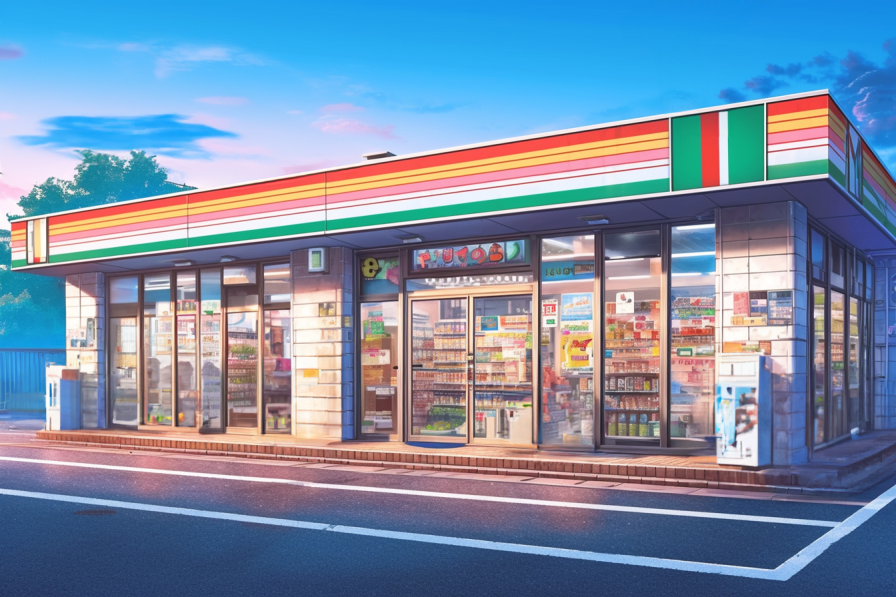 コンビニ外観 夜 イラスト - No: 22113894無料イラスト・フリー素材なら「イラストAC」