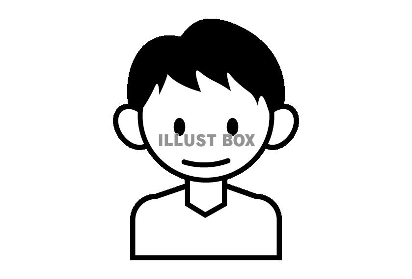 ジト目の男の子のモノクロSNSアイコンイラストSKIMA スキマ