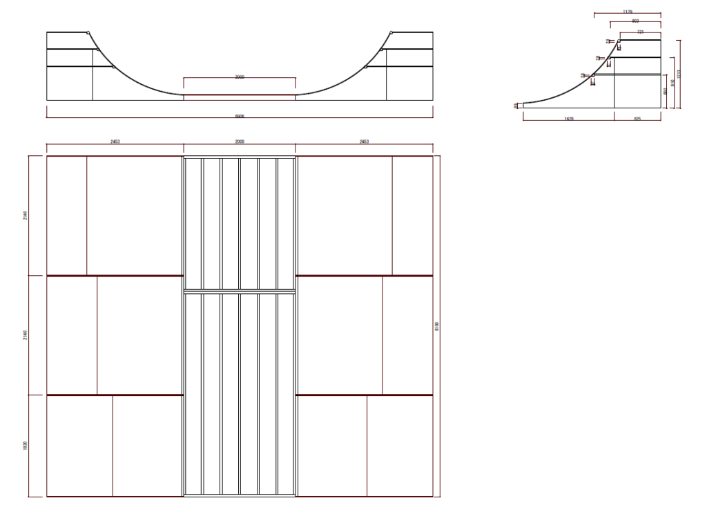 スケートボード用に自作したミニランプです。スケボー 自作したスケボーのミニランプ