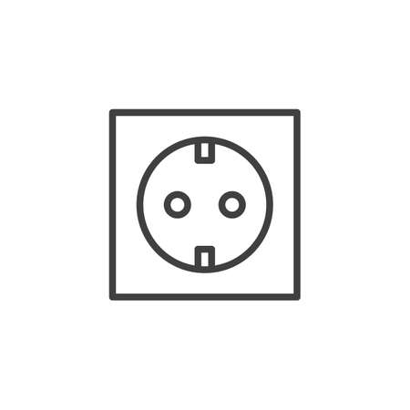 白い背景に分離された正方形のアウトラインコンセントアイコン ベクターイラスト画像とPNGフリー素材透過の無料ダウンロード - Pngtree