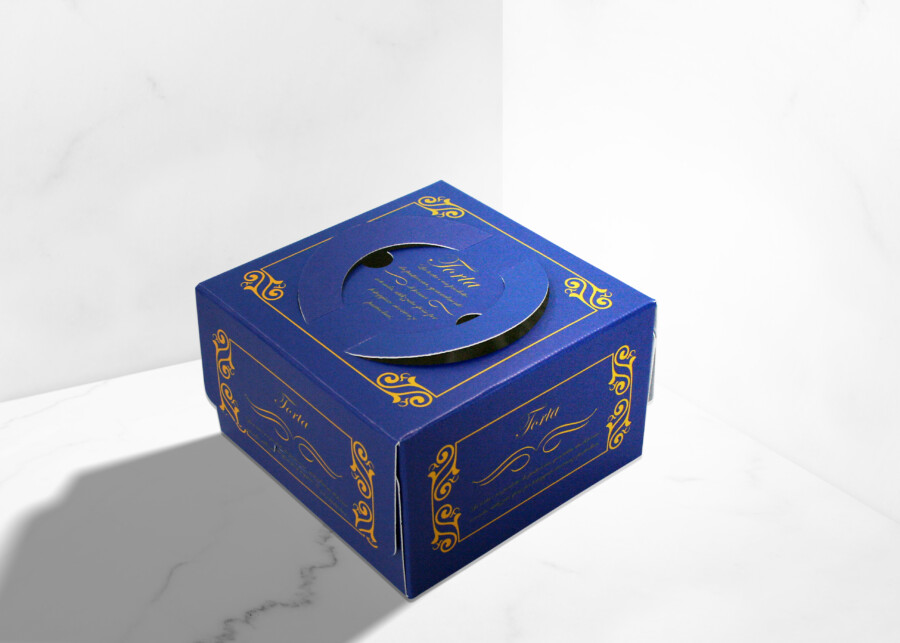 パッケージデザイン制作事例 - シックで落ち着いた印象のケーキボックスASOBOAD