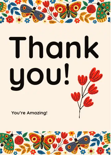 Thanks card_花柄_裏面カードおしゃれの無料デザインテンプレート印刷のラクスル