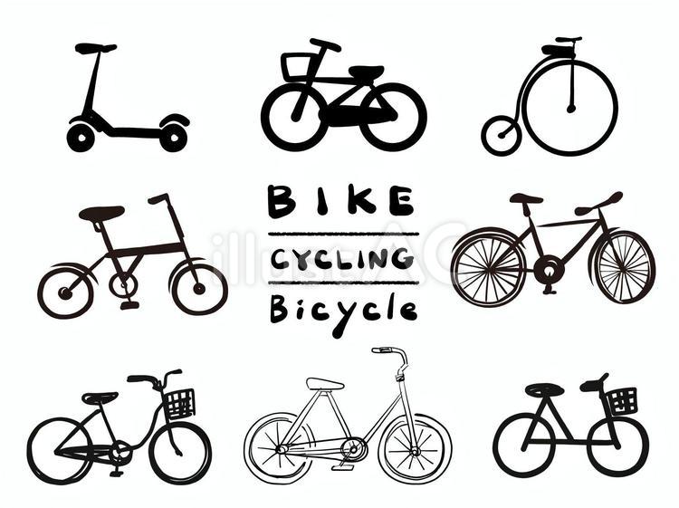 自転車の手描きイラストセット モノクロ のイラスト素材75268809- PIXTA