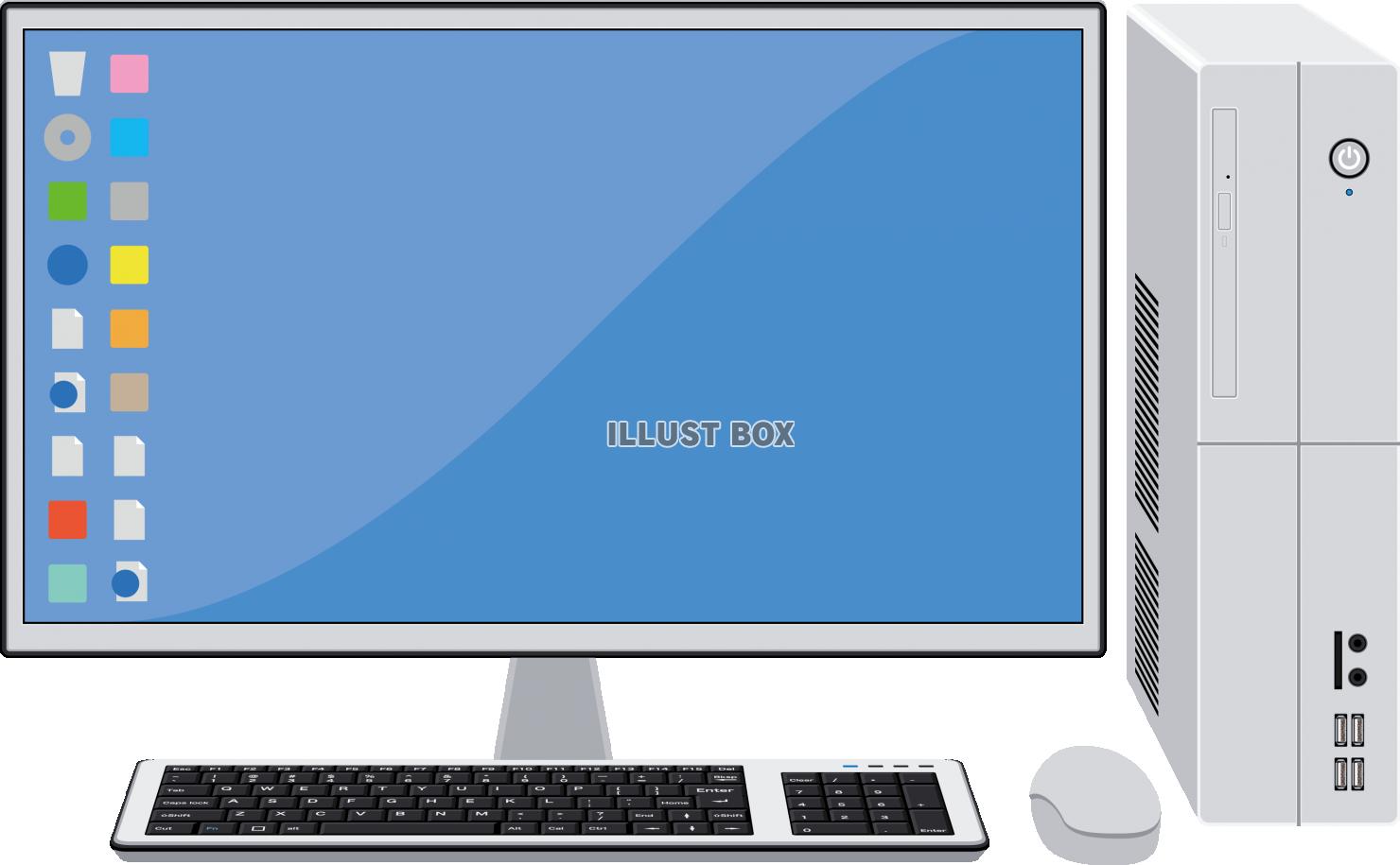 パソコン ノートPC デスクトップPC のシルエットイラスト無料フリー素材