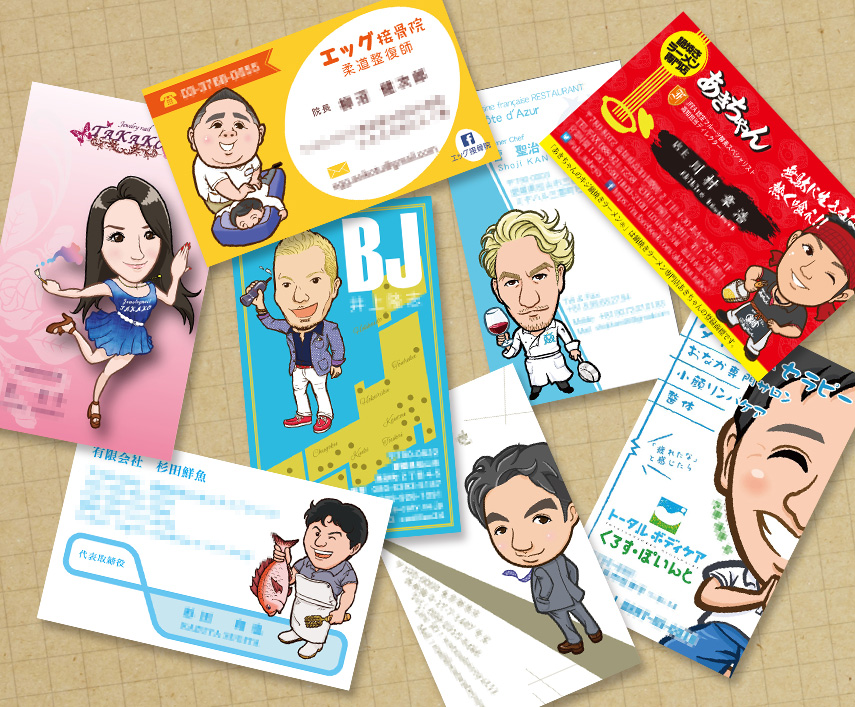 今なら2,000円オフ！ 印刷費込み！ 似顔絵入り名刺 デザイン名刺 顔写真は使わず相手の印象に残る名刺を作成します。iichi日々の暮らしを心地よくするハンドメイドやアンティークのマーケットプレイス