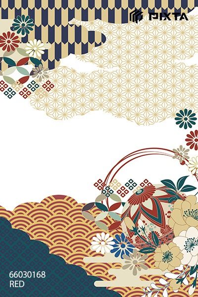 和柄 「オシャレな和風イラスト」フリー素材3枚セット名刺・ポストカード・チラシデザインの一部にFREEFREE”美容・女性専門”素材サイト