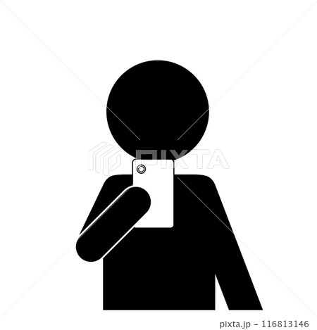 歩きスマホ ピクトグラム 注意 スマートフォンの写真素材 - PIXTA