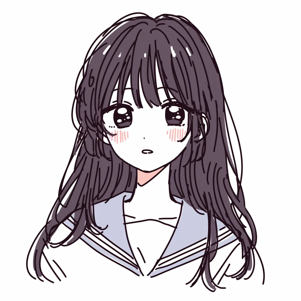 ゆるい女子アイコン 黒髪ストレート イラスト・フリー素材なら「シンテリ」