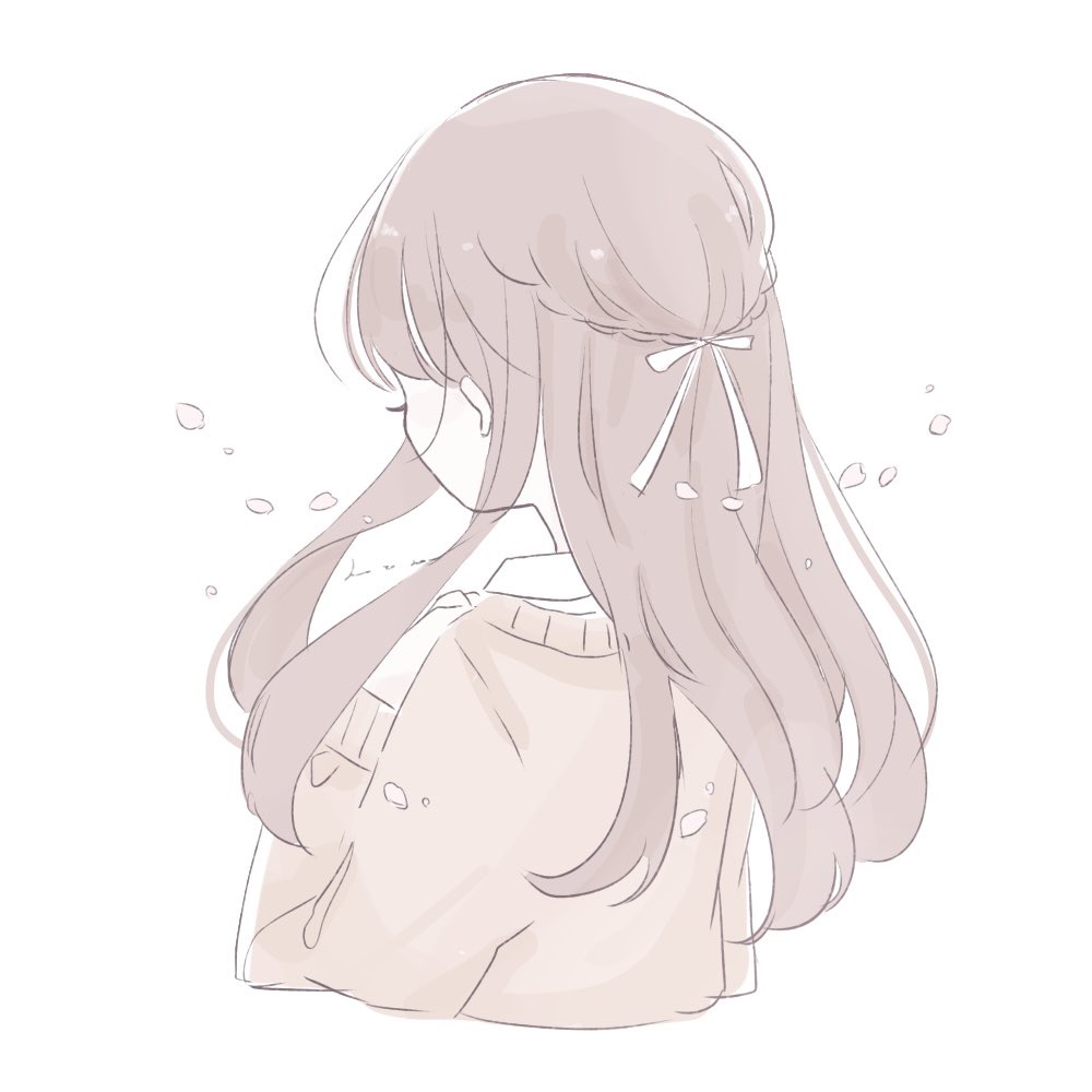 フリー素材 ちいさなイラスト、女の子、後ろ姿、うさぎさんの「ゆるくかわいいイラスト」を描きました 無料きょうはなにをしよう