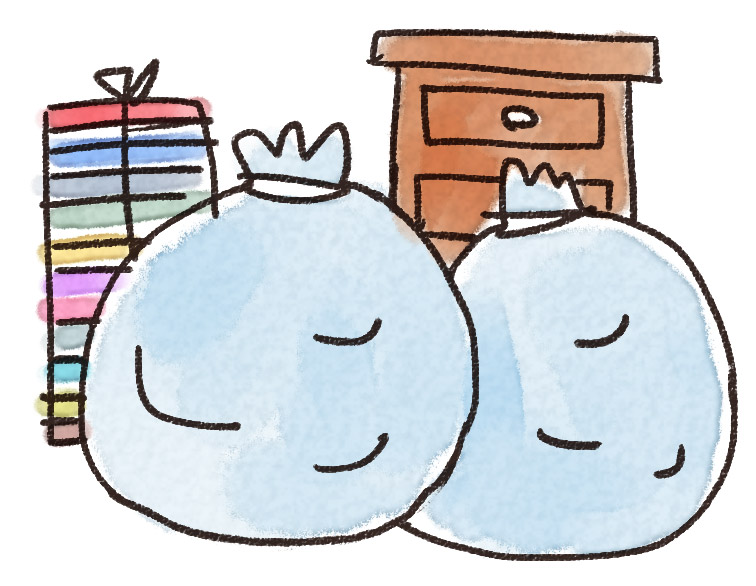 色塗りできるゴミ袋 リアル・黄色 のイラストぬれよん-ぬれるフリーイラスト