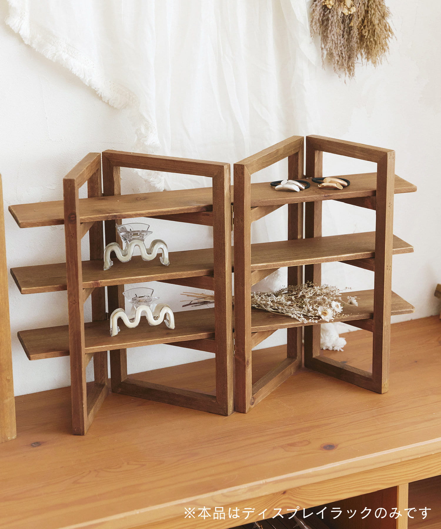 マルシェ3段ディスプレイラックダブル 横型・パイン材販促目的から探す,展示会・催事ツールOSHARE-EXPO おしゃれ什器カッティング シール 販促pop おしゃれEXPO