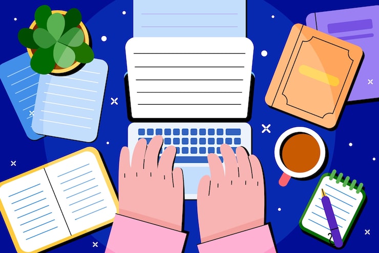 ノートパソコンをタイピングをしている人のかわいい無料イラスト65025素材Good