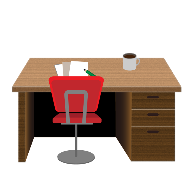 作業中のテーブルのイラスト素材 6種OKUMONO