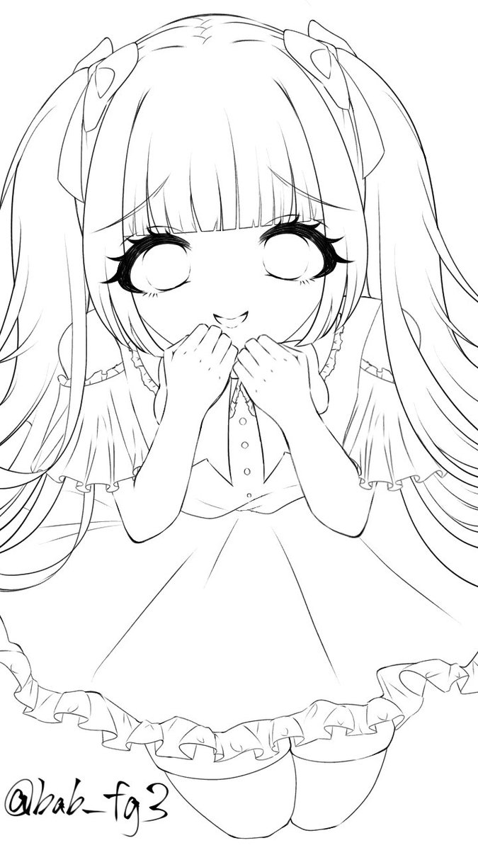 フリー線画 ハーフアップTikTok