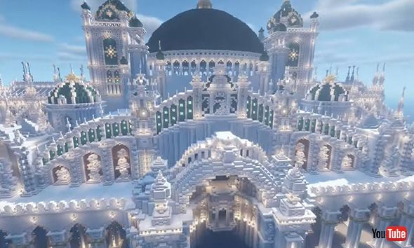氷のお城建築を楽しむマインクラフト ファンタジー