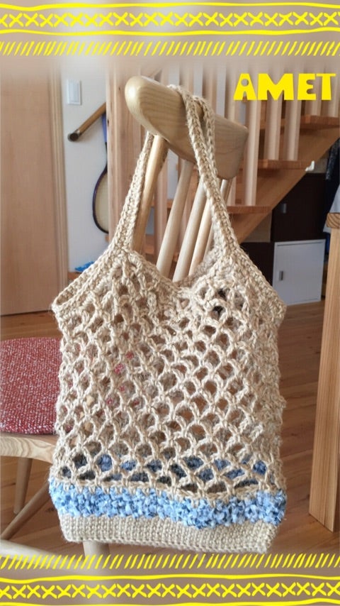 ご予約商品 ☆麻ひも・巾着型・ネット編み・ショルダーバッグ☆