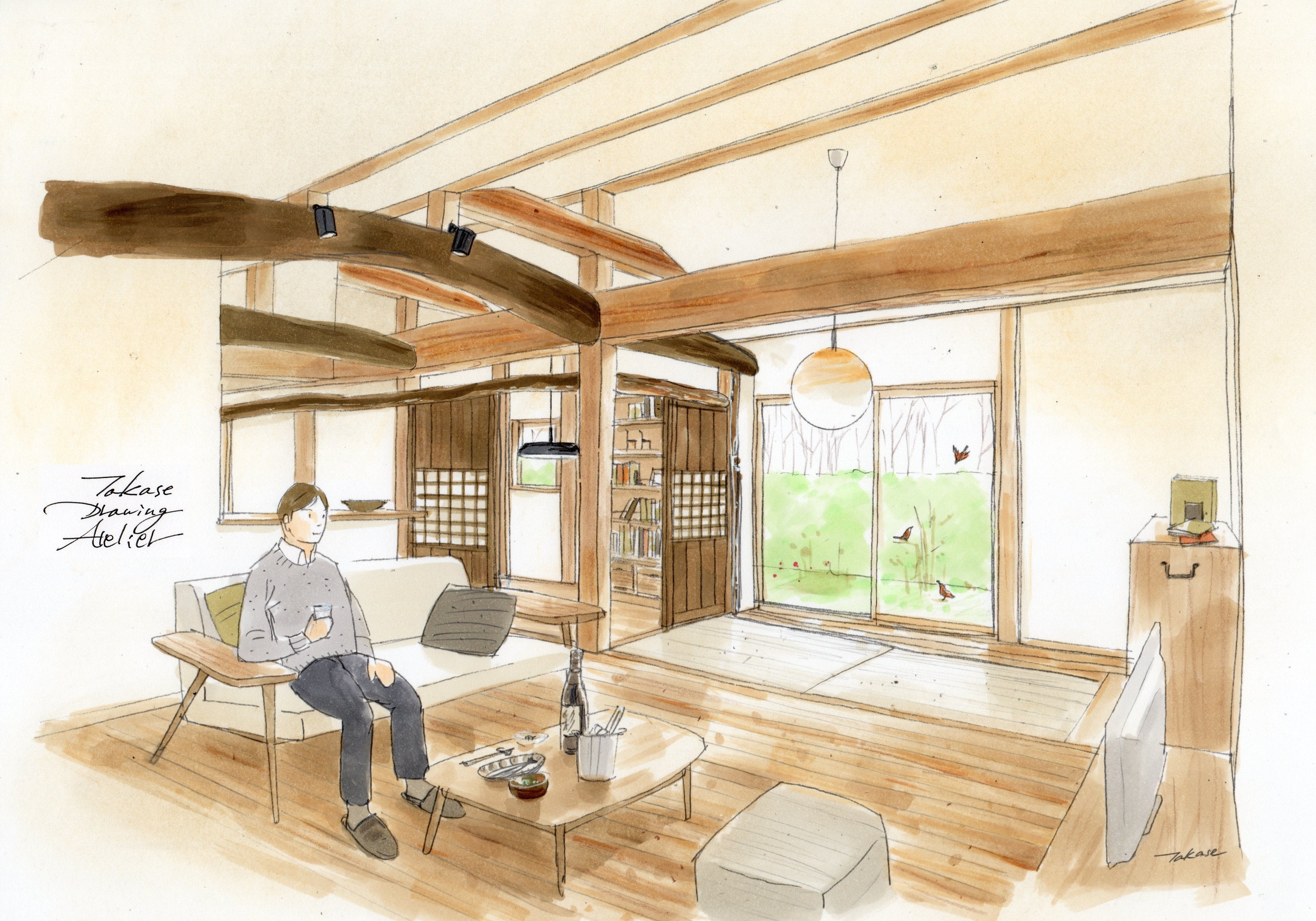 手描きの内観パースをイメージに合わせて作成致します 店舗・住宅の提案イメージや資料作成用の背景デザインに最適！ココナラ