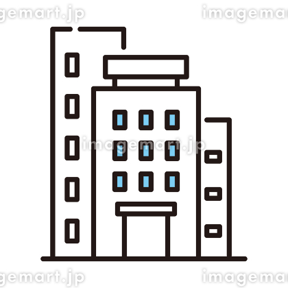 会社のビルシルエット 正面 イラストのフリー素材イラストイメージ