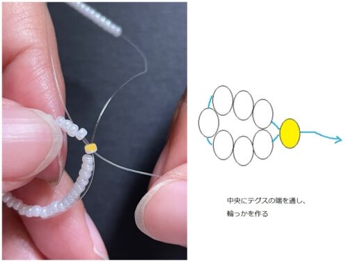 リボンのビーズリングの作り方めいのハンドメイドアクセサリーブログ
