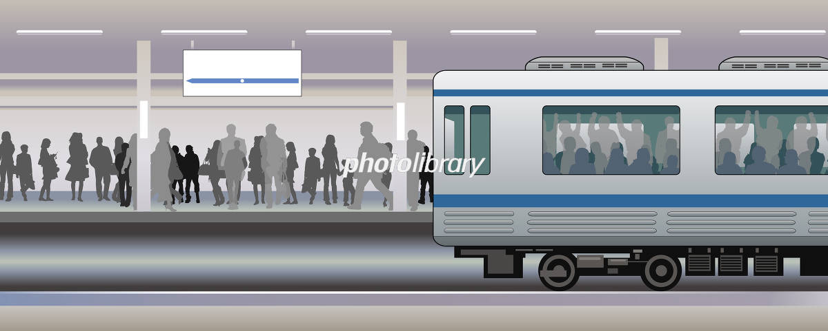 フリーイラスト駅から発車する電車パブリックドメインQ：著作権フリー画像素材集