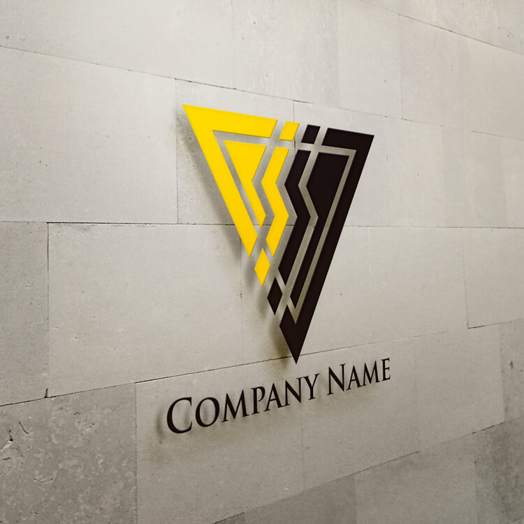 黒い逆三角形の抽象ロゴsampo Logo Studio