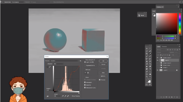 影その3 選択範囲・トーンカーブで影を作る GIMPまっさんのグ
