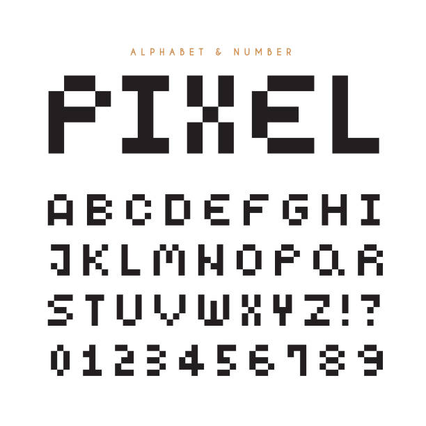 ピクセルフォントピクセル文字のベクトルセット英語アルファベットPremiumベクトル素材