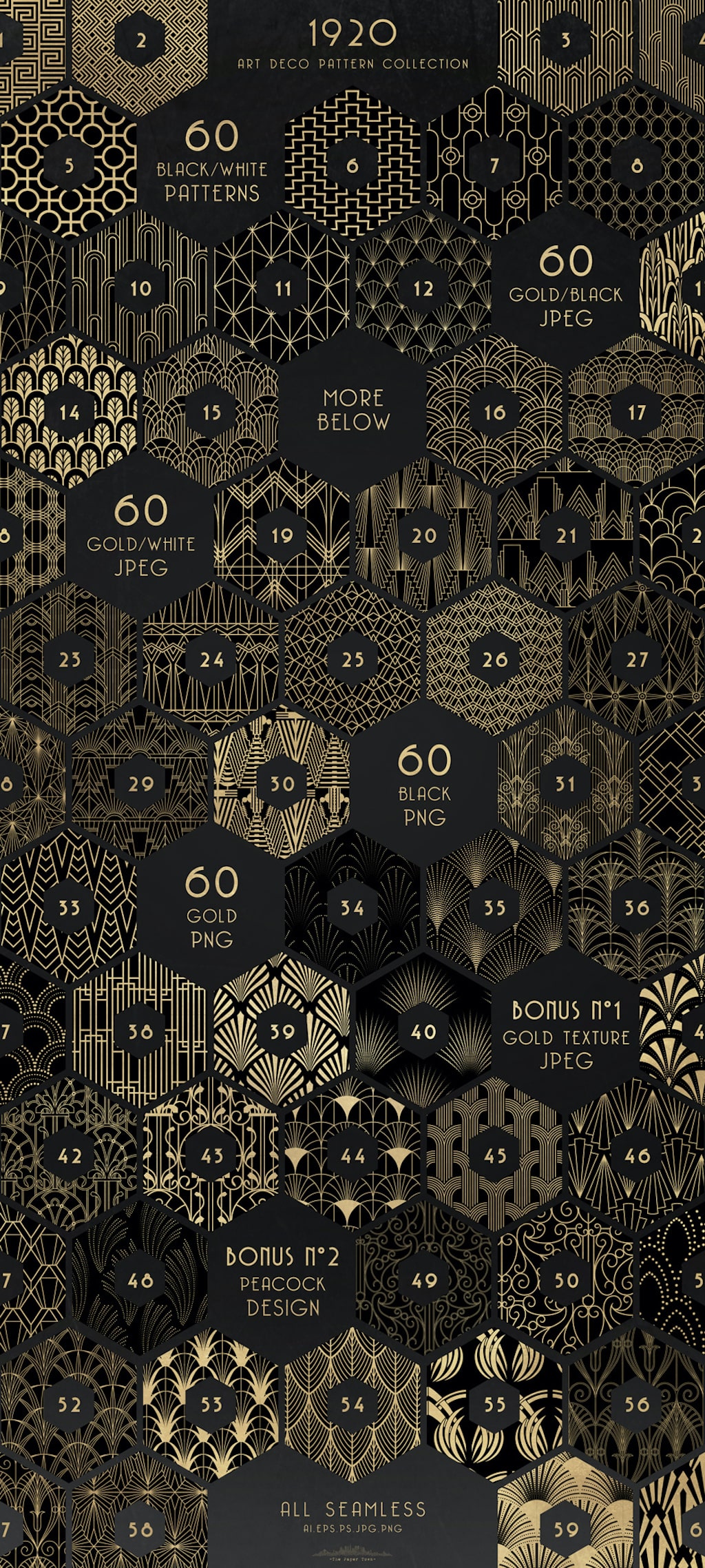 アールデコ調の女性用ギャラリーウォールアートプリント、ヴィンテージゴールドエフェクトポスター7枚セット、インテリアデザインに最適、ユニークなギフト -Etsy 日本