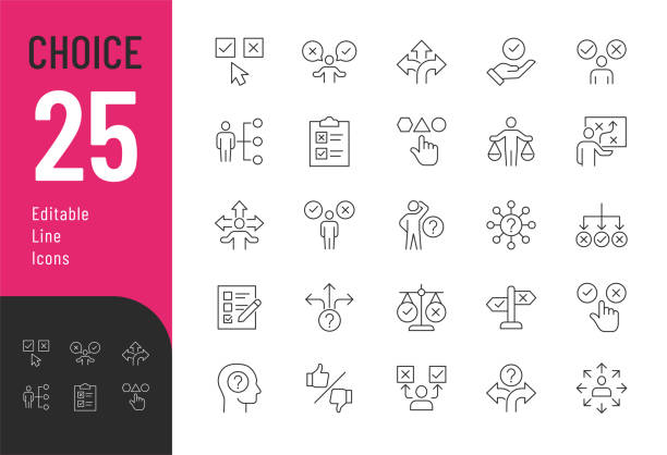 決断している人のシルエットアイコン。意思決定。チェックマークとバツマークの選択肢ボックス。ベクター。のイラスト素材107138937-PIXTA