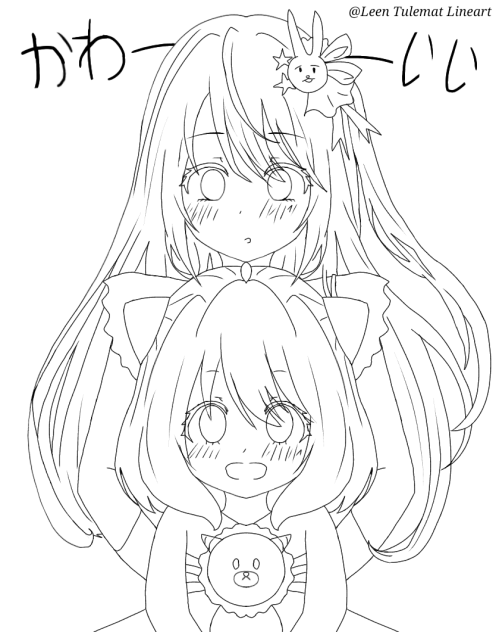 高 画質 かわいい フリー線画 女の子338 無料写真