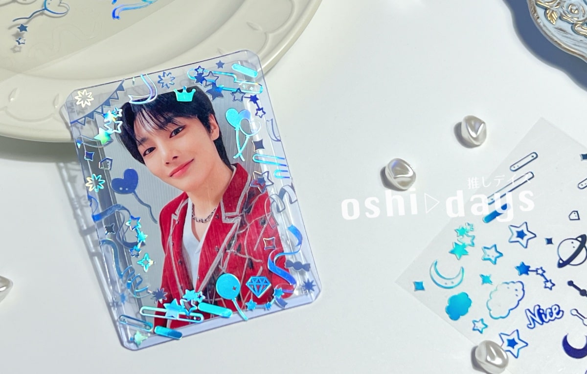 韓国風リボンステッカーでトレカケースをデコろう