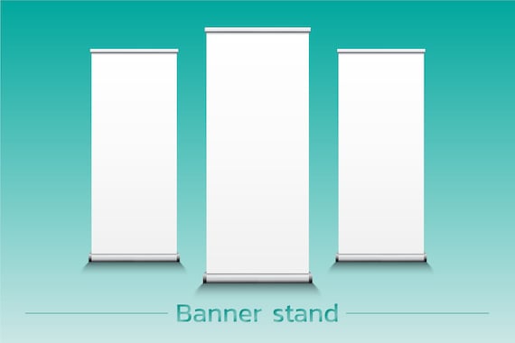 ロールアップバナースタンド。空白のテンプレートのモックアップ。展示スタンドのロールアップバナー、バナーテンプレート、プレゼンテーション、ベクター、イラスト- Etsy 日本