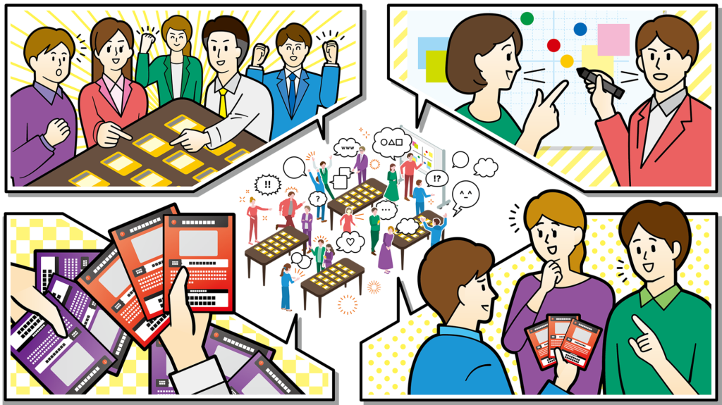 グループディスカッションのシルエット03無料のAi・PNG白黒シルエットイラスト