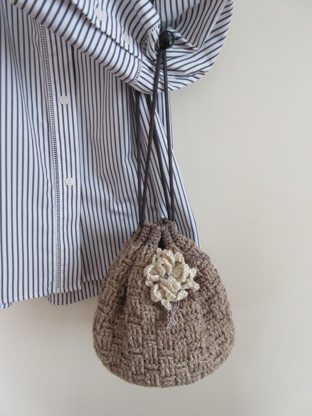 丸底巾着バッグの作り方 How to Make a Round Bottom Drawstring Bag