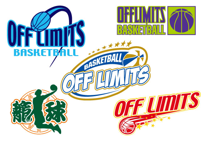 NEW LOGO DESIGN新しいロゴのデザインが仲間入り！ チームで新しいロゴを作成してみよう！OFFLIMITSオフリミッツ低価格短納期高品質バスケットボールバスケミニバスケットボールミニバス限界のその先へ