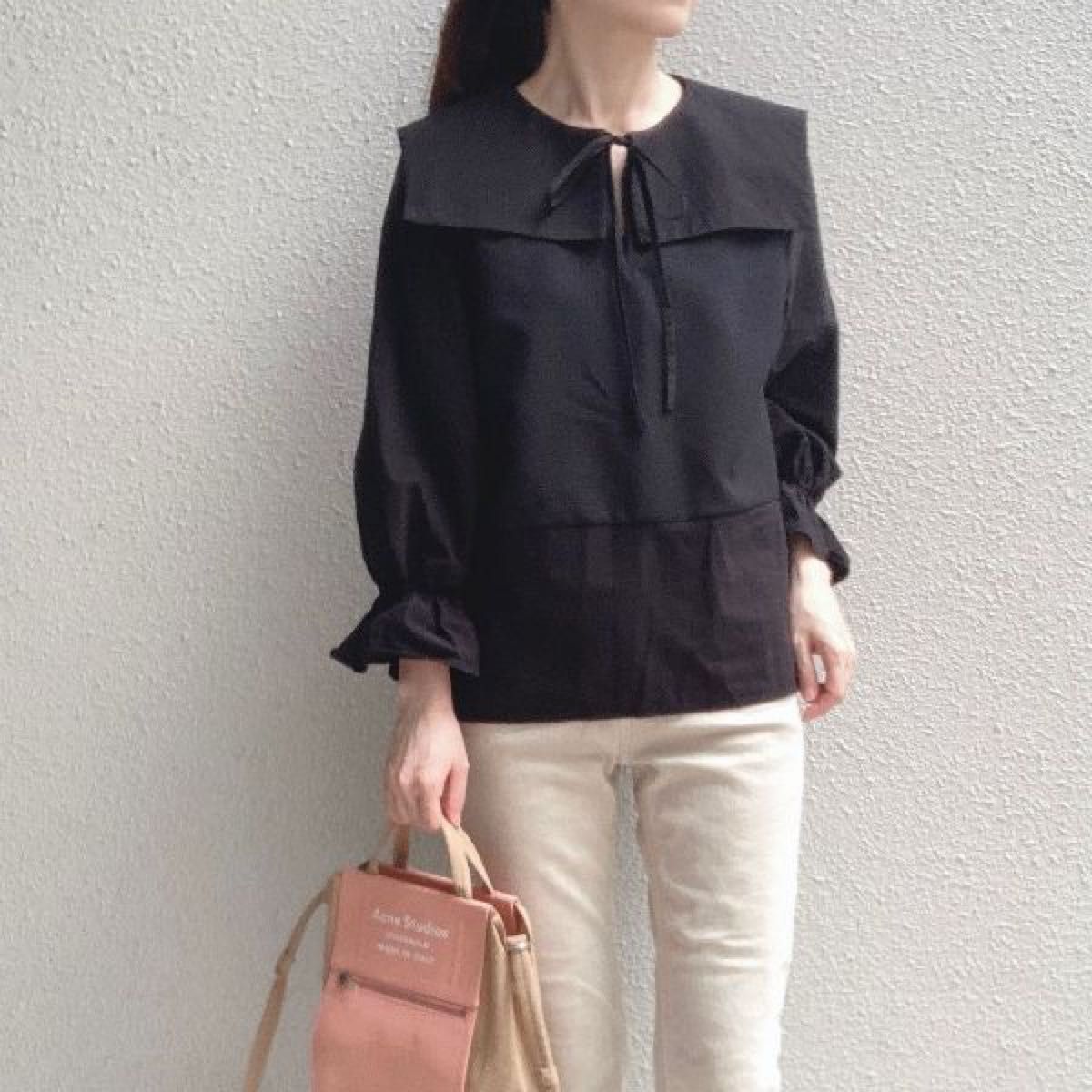 楽天市場 ブラウス レディース 春夏 ポプリンデザインショルダーブラウス トップス 長袖 ポプリン素材 ボリューム袖 ボリュームスリーブ 綿100％コットン100％ コットンブラウス 二の腕カバー 着回し 白 黒 M-L メール便10 : アンドイットand it_