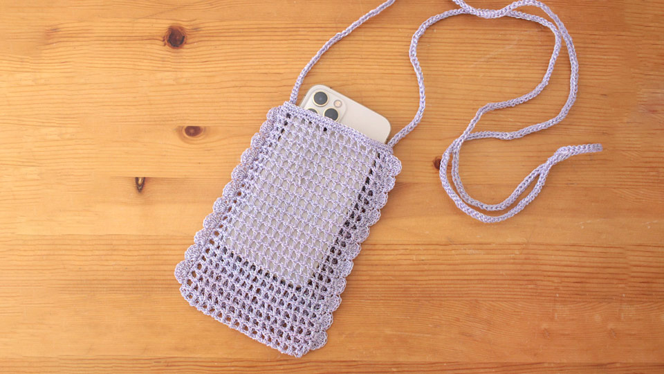 かぎ針編み図 麻ひもの松編みポシェット – 手編みウェア＆雑貨の無料編み図 ATELIER *mati*