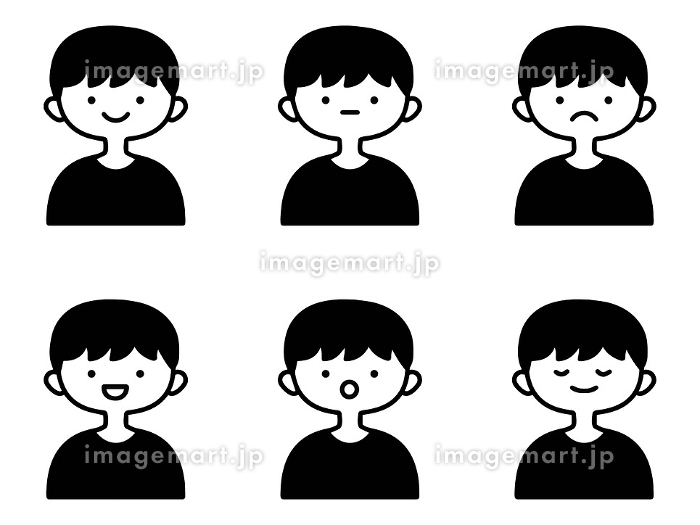 モノクロの幼い男の子アイコンのイラスト素材85442713- PIXTA