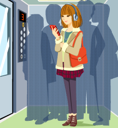 エレベーターに乗る男性の無料イラストイラストセンタ